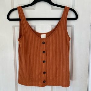 Orange Faux Button Down Tank